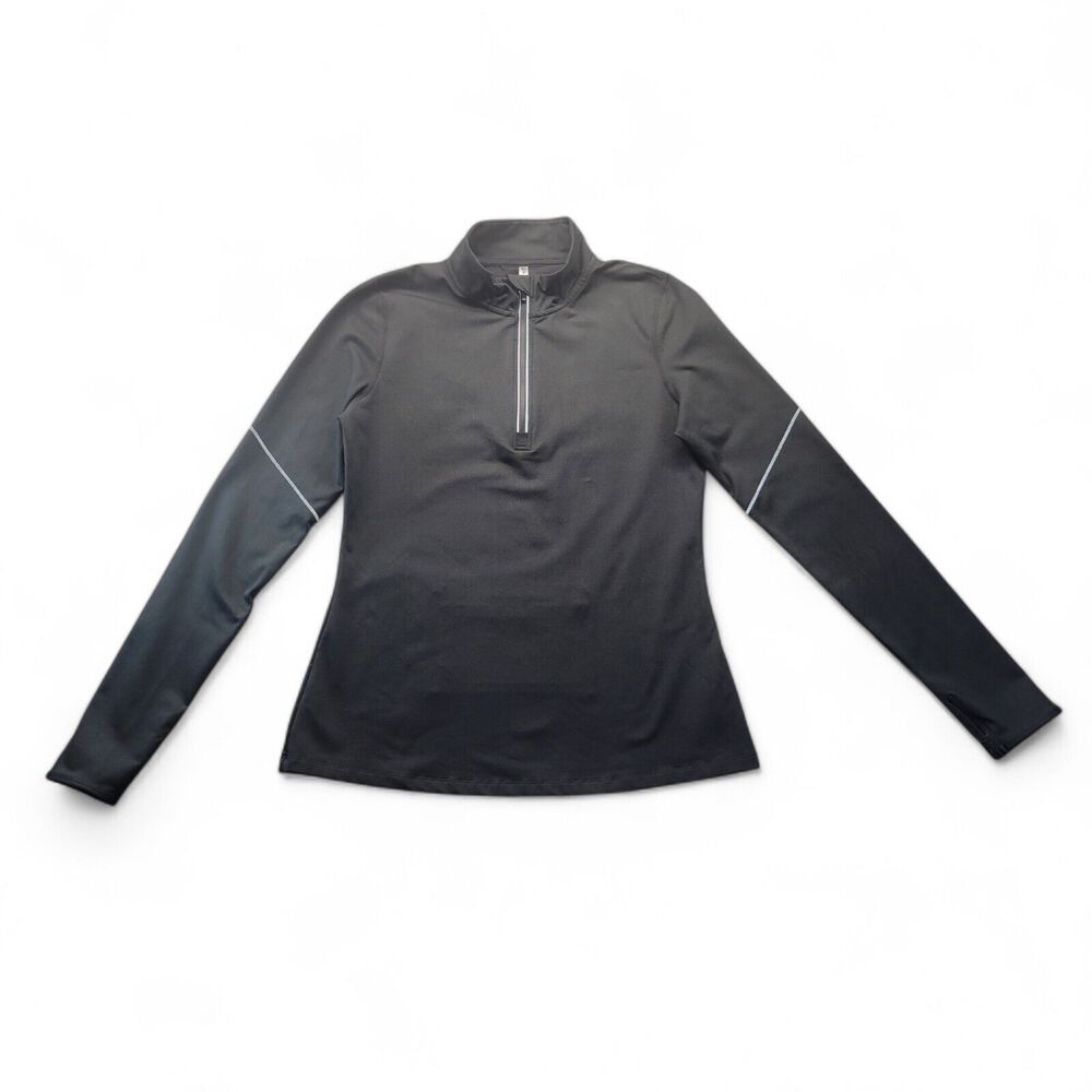 Fabletics LARGE Trinity Cold Weather Jacket Black Running Jogging Zip Up Stretch